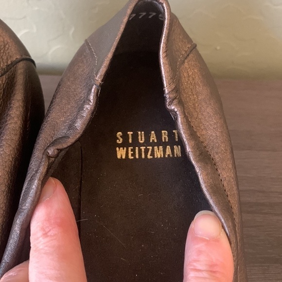 Stuart Weitzman Brown Leather Scrunch Slip On Comfort Ballerina Heel Size 7 ** - Picture 4 of 8